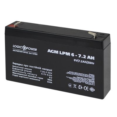 Акумуляторна батарея LogicPower AGM LPM 6V 7,2 Ah 56554 фото