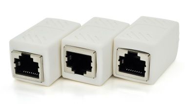 З'єднувач RJ45 8P8C мама/мама RJ45 екранований, білий 66445 фото