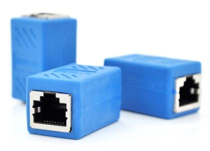 З'єднувач RJ45 8P8C мама/мама RJ45 для з'єднання кабелю, екранований, синій 66446 фото