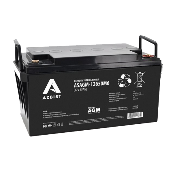 Акумуляторна батарея Azbist Super AGM ASAGM 12-650M6 1444938 фото