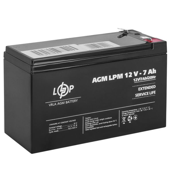 Акумулятор свинцево-кислотний LogicPower AGM LPM 12V 7 Ah 69297 фото