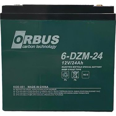 Акумуляторна батарея Orbus 6-DZM-24 1224 AGM 12V 24 Ah 68985 фото