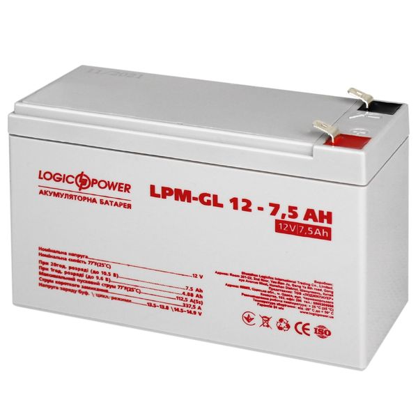 Акумулятор гелевий LogicPower LPM-GL 12V 7.5 Ah 68834 фото