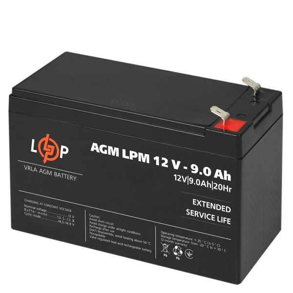 Акумулятор свинцево-кислотний LogicPower AGM LPM 12V 9 Ah 68828 фото